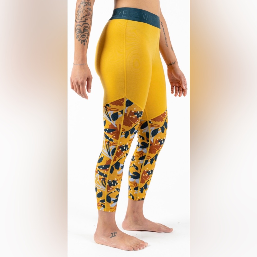 Wild Rye Women’s Jane Legging Merino Wool Base Layer Floral Size 12